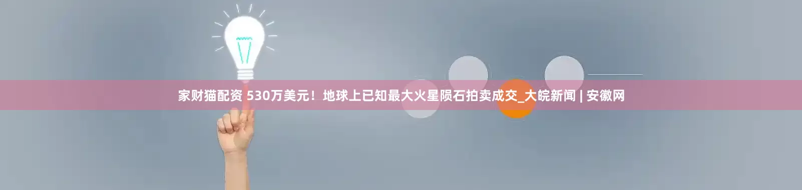 家财猫配资 530万美元！地球上已知最大火星陨石拍卖成交_大皖新闻 | 安徽网